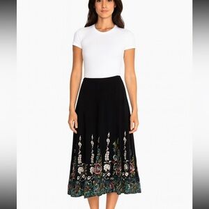 Acorn Corduroy floral  Skirt Floral Womens 12 full midi cotton boho festival